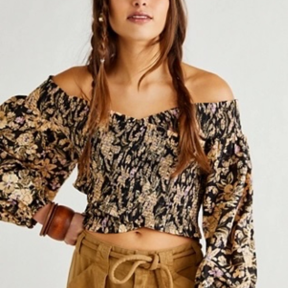 Free People East To West Smocked Top Off the Shoulder XS